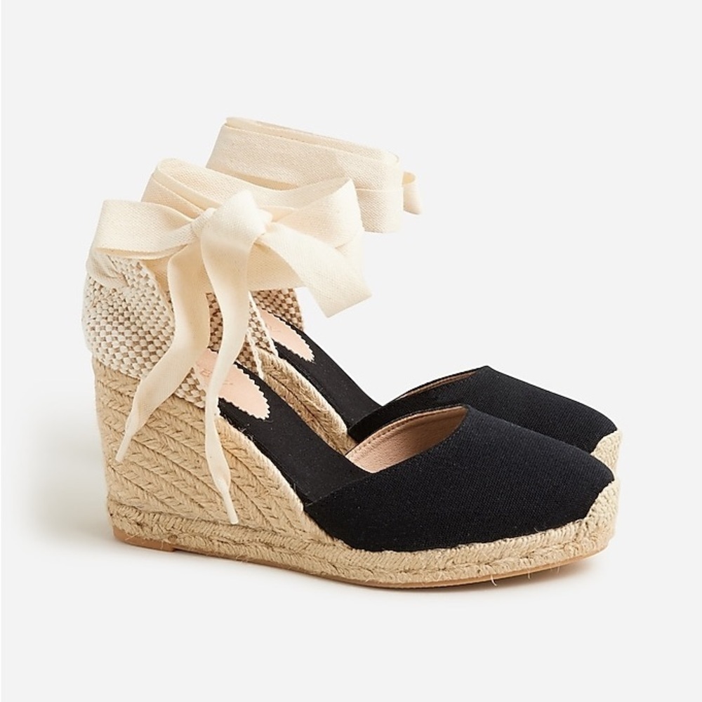J Crew Made-in-Spain lace-up high-heel espadrilles BT395